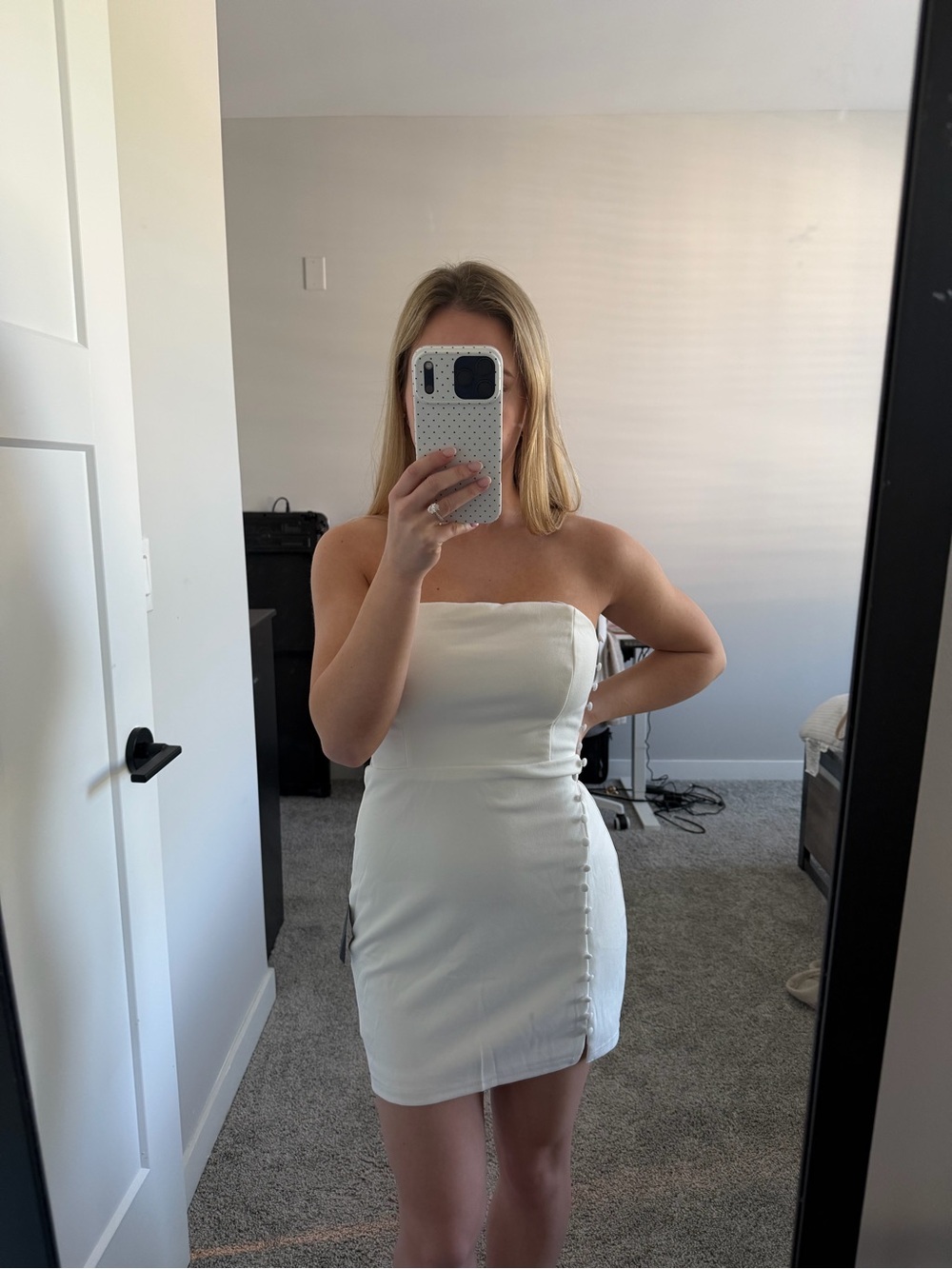 NWT Lulus Loving The Feeling White Strapless Bodycon Mini Dress - Size S